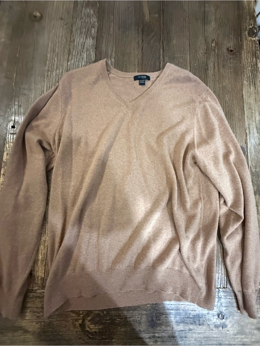 Forte Men's V-Neck Cashmere Sweater in Blush Tan